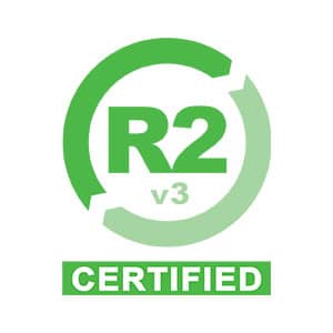 R2 v3 Certified logo with green circular design on a white background